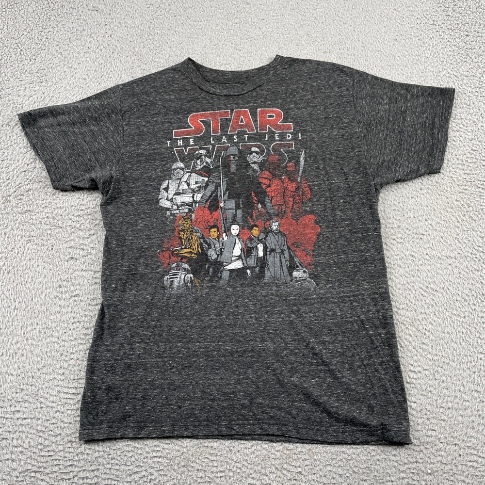 Star Wars T-Shirt Mens M Gray The Last Jedi Graphic Tee Fifth Sun Short Sleeve
